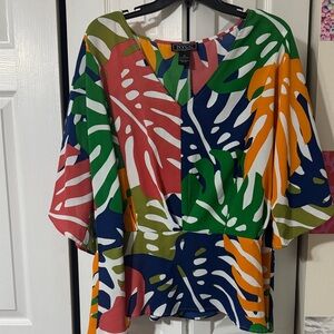 Vibrant Leaf Print Blouse by NYC
